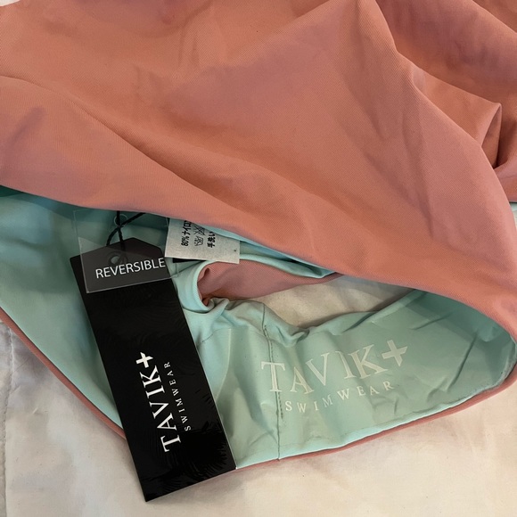 Tavik Chase Reversible Color Block Halter One Piece - mint, white, and pink - Picture 2 of 3